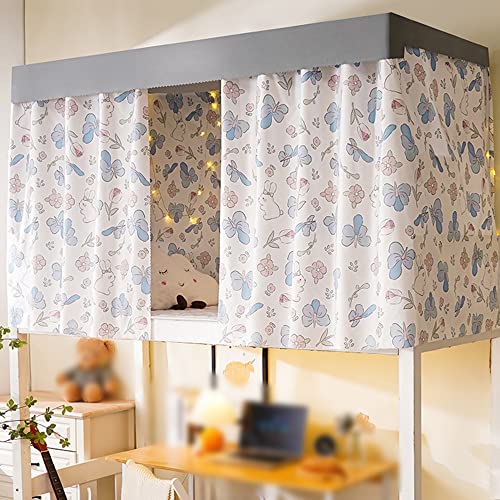 Image of Cute Bottom Bunk Bed Curtain Student Dormitory Blackout Cloth Mosquito Nets Bedding Tent Bed Canopy Single Sleeper, Butterfly Rabbit