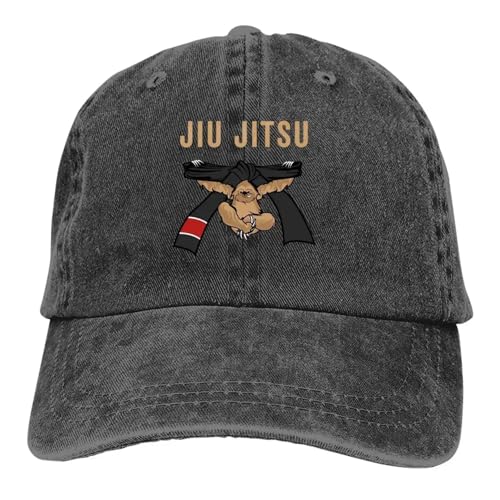 FBKKFCL BJJ Perezoso Jiu Jitsu Cinturón Negro con Texto Gorra de béisbol marrón Claro Sombreros de Hombre Visor Protección Snapback Gorras de Artes Marciales