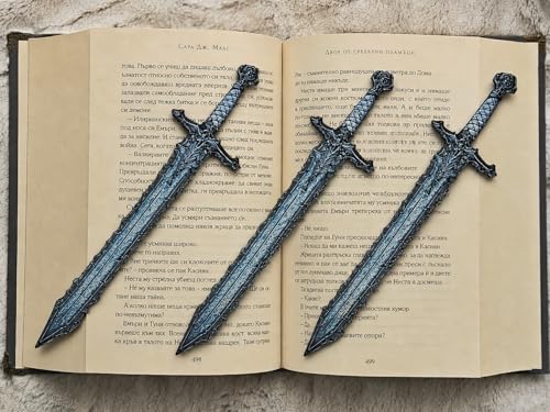 Image of Nightfang Sword Bookmark (Pack of 3) | Gothic Fantasy Blade Bookmarks for Readers & Collectors | D&D Inspired Gift for Book Lovers, Students & Gamers | Durable Bioplastic