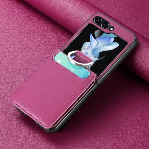 Coque en PU de qualité pour Samsung Z Flip 4 et 3 avec anneau de protection violet