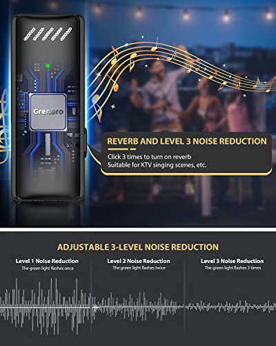 Image of GRENARO Wireless Microphone with Digital Display Charging Case, Wireless Mic for Youtubers, Video Recording,Live Stream, Noise Cancellation Lapel Mic for Type-C Android & iPhone (Single Universal)