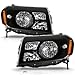 AKKON - For Honda Pilot SUV Black Headlights Head Lamps Driver Left + Passenger Right Side Replacement Pair Set