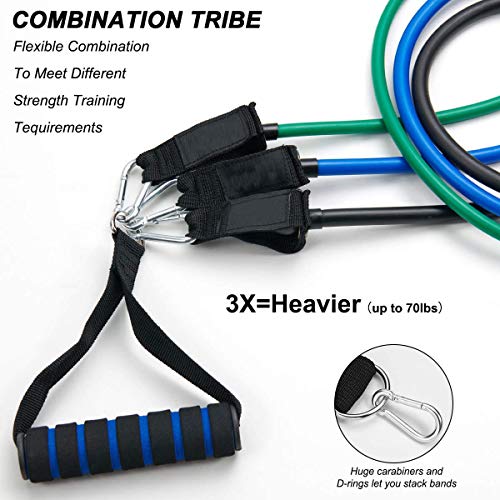 CORATED Resistance Bands Set - Beginner - Professional - Exercise Band for Working Out - Includes Stackable Workout Bands, Handles, Ankle Straps and Carry Bag