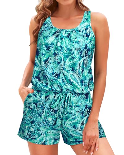 Image of Tempt Me Romper One Piece Swimsuits with Short - Women Boyleg with Pockets Modest Bathing Suit 2025 Swimwear