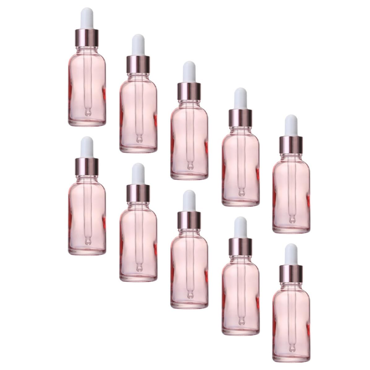 Artibetter 30 Stück Tragbare Rosa Glas Tropfflaschen 20ml zum Nachfüllen für Ätherische Öle und Parfüms Handgemischte Mischungen für Reisen und Unterwegs
