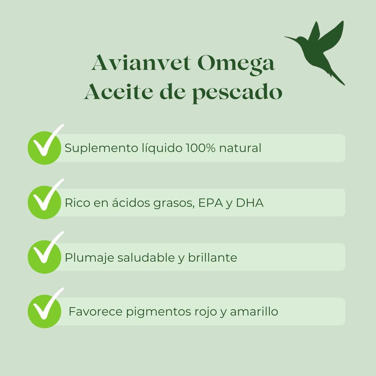 Omega Aceite de Pescado | Suplemento Nutricional líquido para muda de Aves | Favorece el Brillo del Plumaje y la pigmentación (1 L)