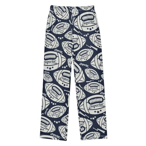 CaTaKu Boys Rugby Ball Star Pants for Boys Girls Wide Leg Sweatpants Kids Long Bottoms with Pockets Size 6-14Y