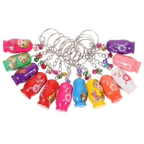 TOYANDONA Lot de 12 Porte-Clés Poupées Russes Matriochka Créatifs en Bois 3.40X1.70X1.70Cm Accessoires À Suspendre pour Sac Cadeaux Originaux