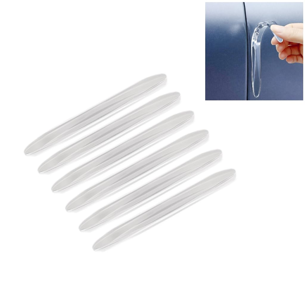 QIZUN 6 PCS Car Door Edge Guards for Hyundai Tucson IV NX4 2021, Anti Collision Scratch Protector Strips PU Wing Mirror Handle Scuff Styling Auto Accessories,White