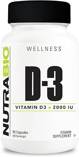 NutraBio Vitamina D (2000 UI), apoyo inmunológico - 90 cápsulas vegetales