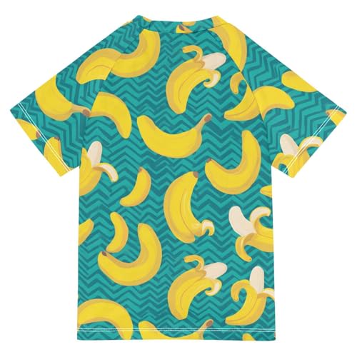 ALAZA Kids Rash Guard Boys Toddler Swim Shirts Short Sleeve Striped Banana UPF 50+ 3T2