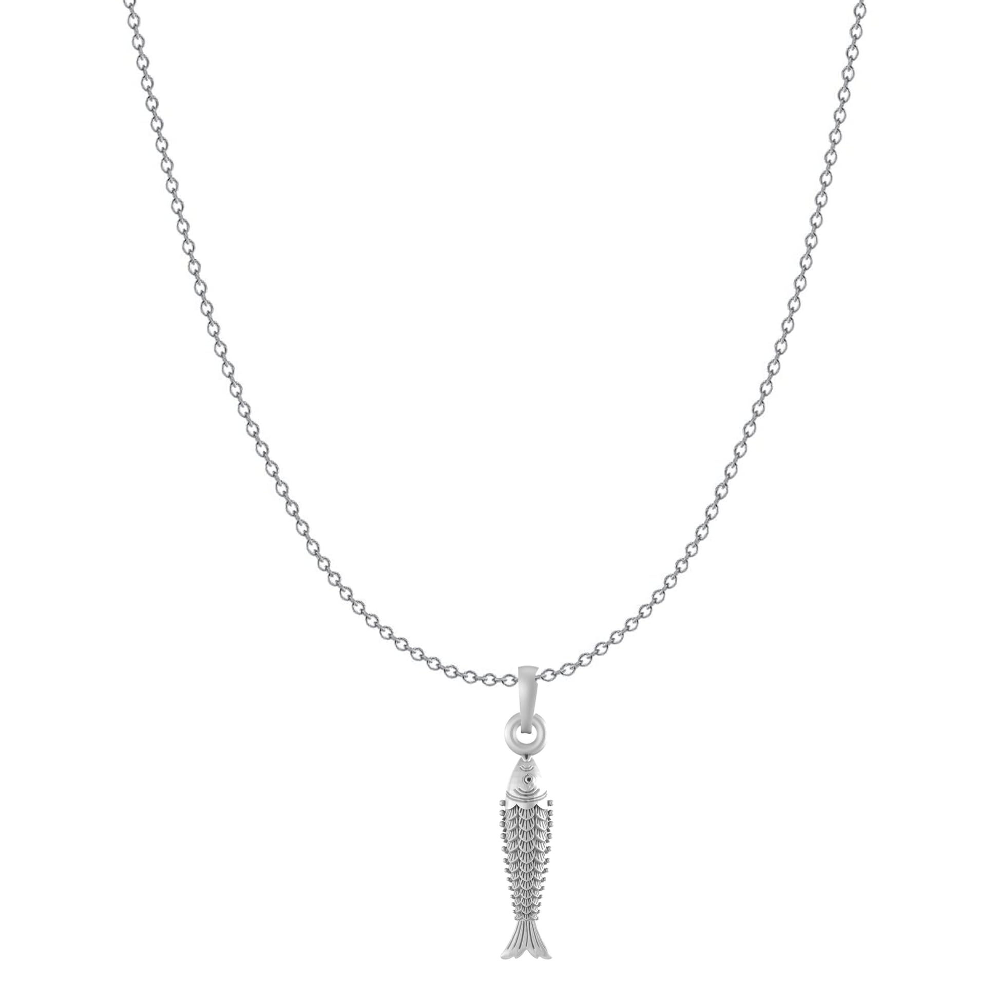 Colgante de plata de ley (92,5 % pura) con cadena de peces, S, Plata esterlina