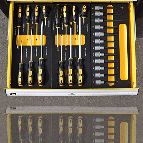 BAMATO Premium Werkstattwagen/WORK-550 * 348-teiliges Werkzeug aus CrV-Stahl*, 7 große und abschließbare Schubladen – Bild 5