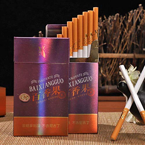 HUWOYMX Green Tea Menthol Cigarettes, Peony Jasmine?Chinese Herbal Cigarettes are Smoke-Free, Nicotine-Free, A Substitute for Cigarettes That Can Clean The Lungs (5 Packs,Passion Fruit)