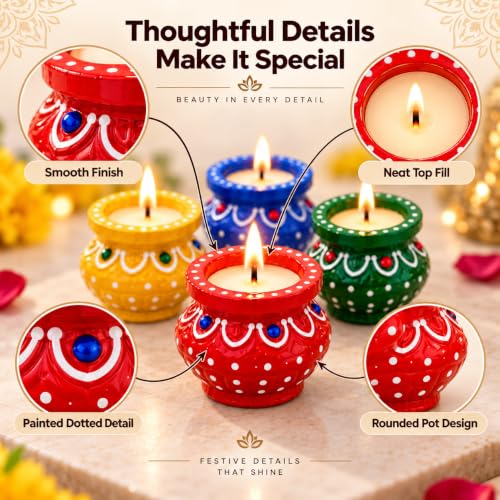 Image of Decorative Matki Diya Candle Holders Set of 2