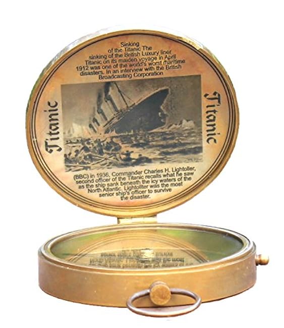 Collectibles Buy Authentic Antique Lid Titanic Compass Brass Finish Directional Magnetic Compass Vintage Nautical Sailor Article - Maritime Magnetic Gift