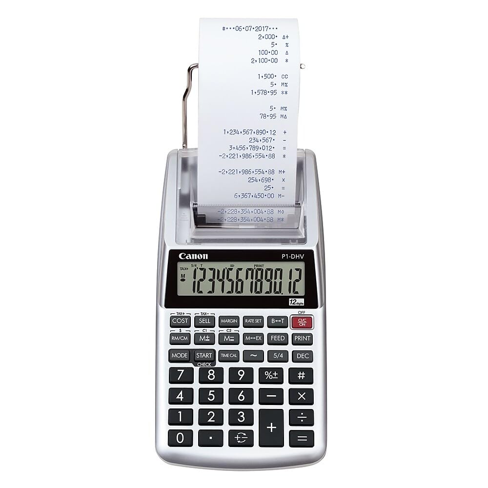 Canon P1-DHV-3 Printing Desktop Calculator, Sliver (2203C001), Silver