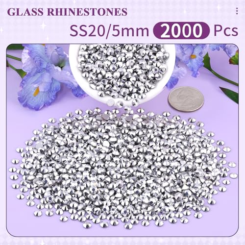 Image of 2000PCS SS20 /5mm Crystal Glass Rhinestones for Bedazzling (Labrador) | Flatback Rhinestones for Crafting DIY Nail Art Makeup Decoration, Gems Diomand Charms for Tumbler Shoes Clothing Mug