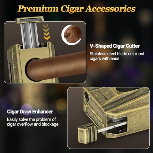 Encendedor para cigarros con llama doble y cortador miniatura 4