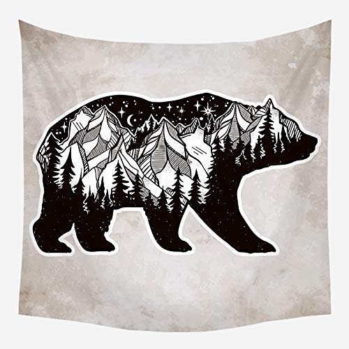 DuftGu Bear Tapestry Wildness Outdoor Wall Hanging Tapestry Wall Art for Home Bedroom Living Room Dorm Decor 51x60 Inches