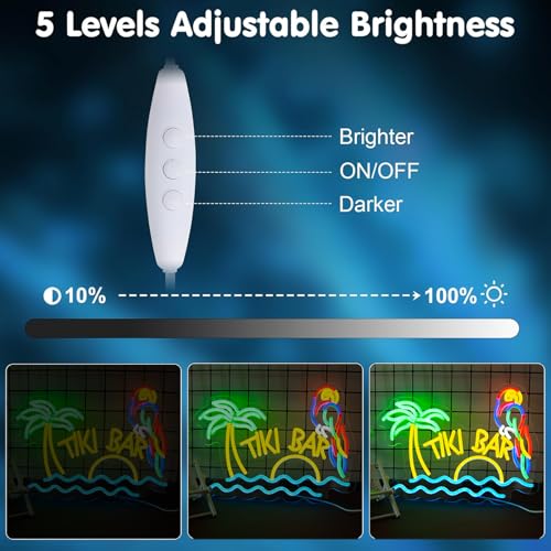 Image of LED Neon Tiki Bar Signs Dimmable Beach Theme Wall Decor Hawaii Pool Bar Party Gift for Boys Girls-16 x 12.2 IN-USB Powered-Acrylic