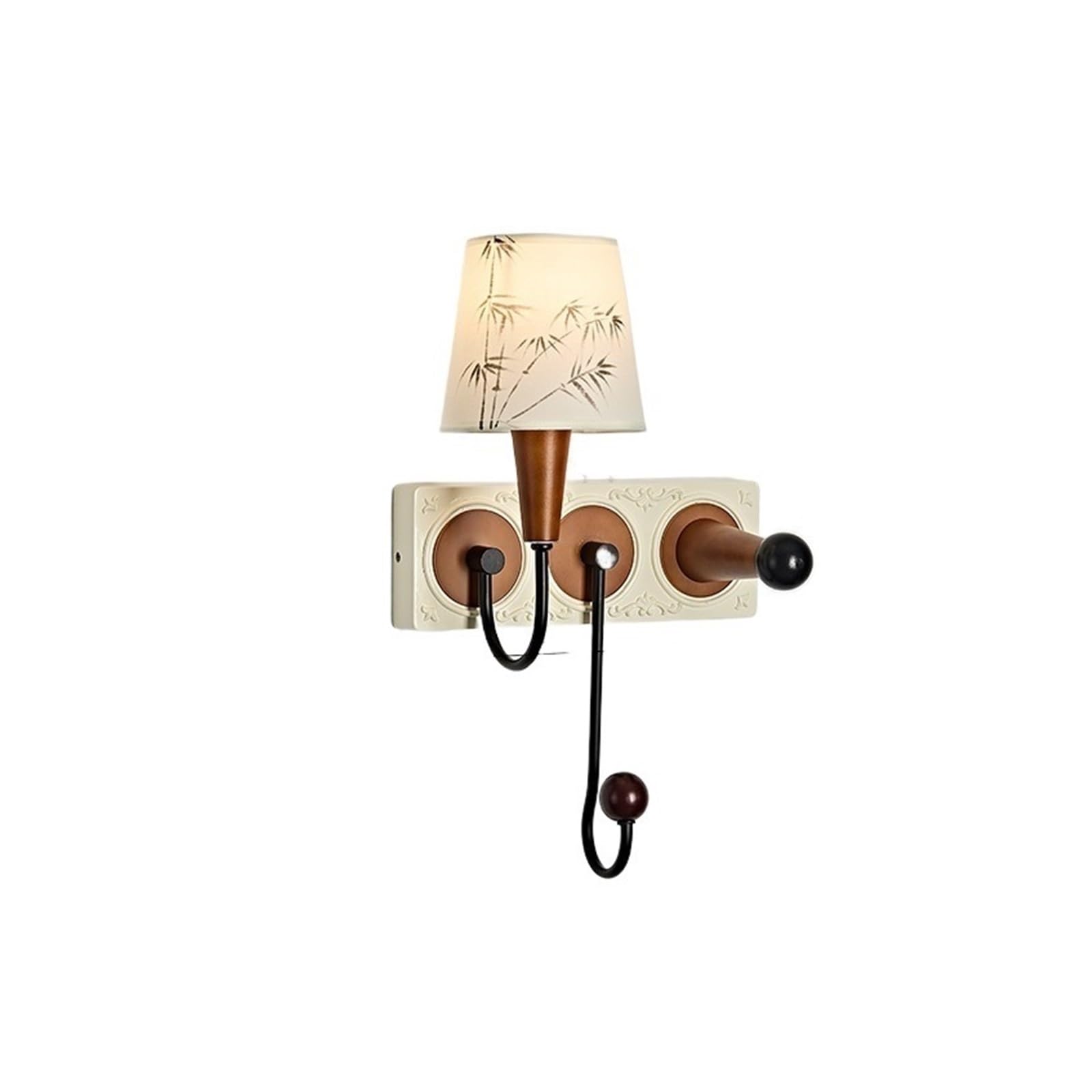 Yinj9562fg Living Room Three-Color Light-Changing Retro Decorative Wall Lamp Fabric Lampshade with Hook Decor(White)