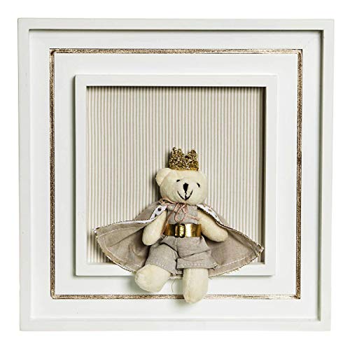 Potinho de Mel Quadro Príncipe Com Corôa E Capa Quarto Bebê Infantil Menino Bege