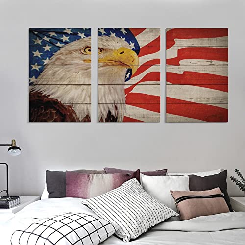 Vintage Wood Grain Effect Flying Condor American Flag Star Patriotic Culture History Art Deco Oil Pa Canvas Wall Art Prints For Wall Decor Room Decor Bedroom Decor Gifts 24X36Inch(60X90Cm) Frame-Sty #TOP3