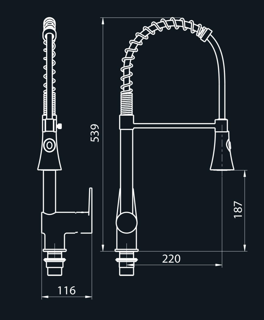 BAGNOCLIC | Miscelatore cucina industriale | Acciaio inox, leva lunga, doccetta con leva | Controllo preciso, installazione semplice | Rubinetto professionale versatile
