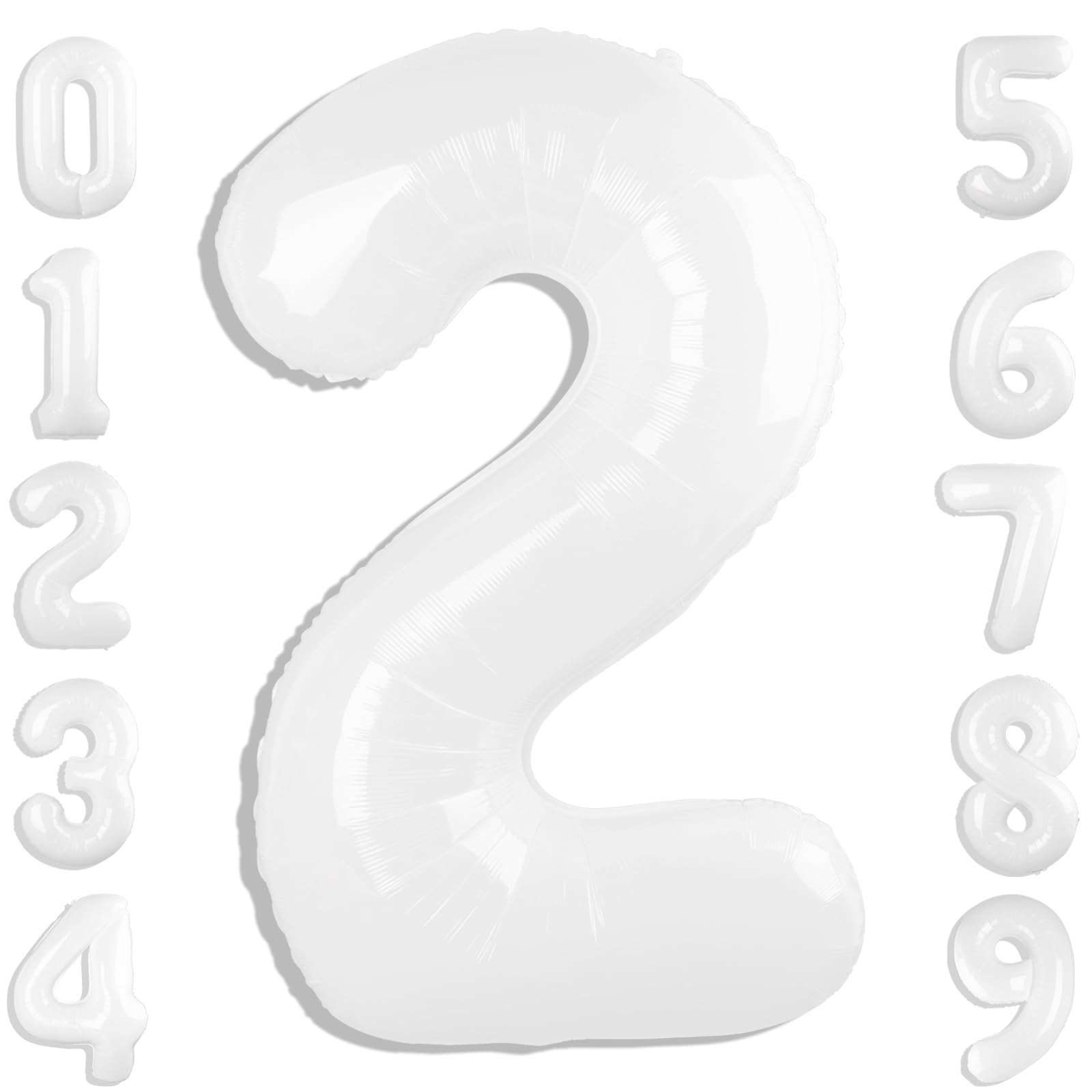 Photo 1 of 2 Numbers Balloon 40 Inch White Two Balloon Number Birthday Decor, 2nd 12 21st Party Celebration Decorations Graduations Wedding Baby Shower