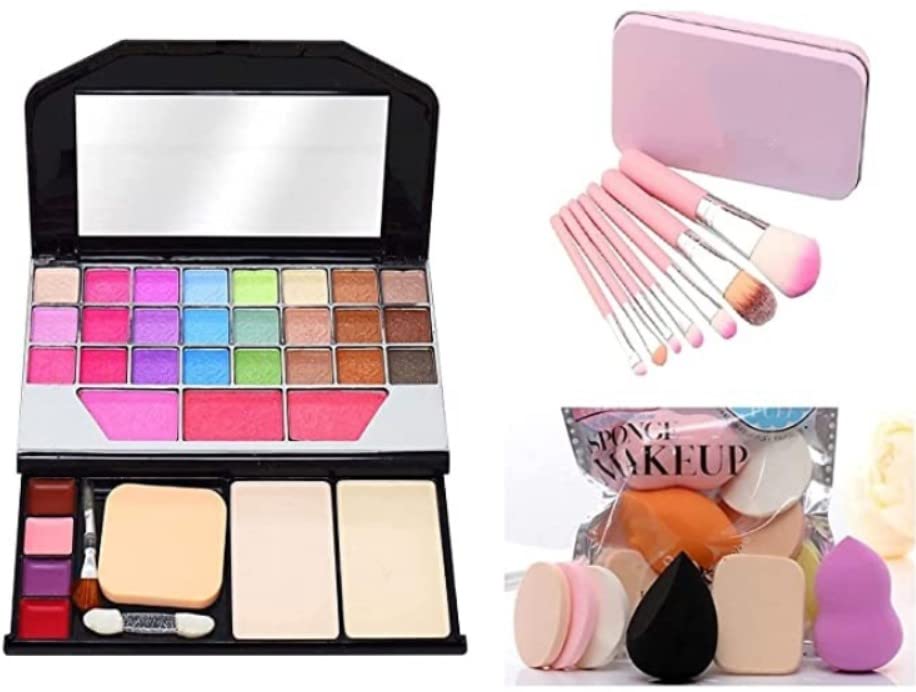 Makeup Kit + pink Makeup brush Brush+ Beauty Makeup Sponges-picture-17