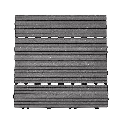 Panana 10 Pack Wood Plastic Composite Decking Tiles, WPC Decking Boards, Interlocking Flooring for Indoor Outdoor Garden Patio Balcony, Squares 30 x 30cm, Waterproof, Low Maintenance
