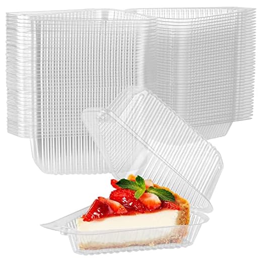 LATERN 100 Piezas Cajas de Rebanadas de Pastel, Cajas Individuales de Tarta de Queso Cajas para Cupcakes con Forma de Concha Recipiente de Comida con Bisagras de Plástico Transparente con Tapas