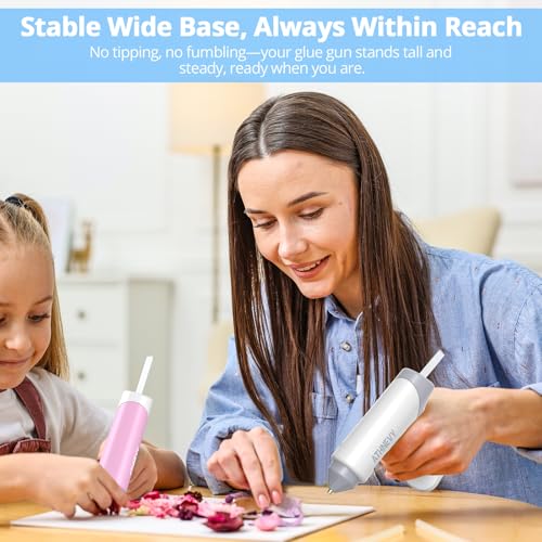 Image of Cordless Hot Glue Gun, 4V 10s Fast Preheat, USB-C, 2000mAh Battery with Indicator, Smart Temp Control, Anti-Drip, Auto-Off, 30x7mm Glue Sticks, DIY Crafts, Home Repair, School Project (White)
