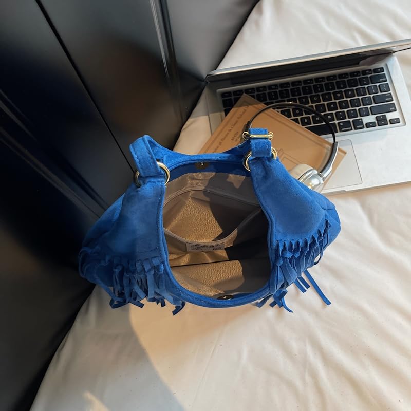 Women Faux Suede Tassel Tote Shoulder Bag Large Capacity Shoulder Purse Adjustable Strap Handbag for Work Travel for Travel3