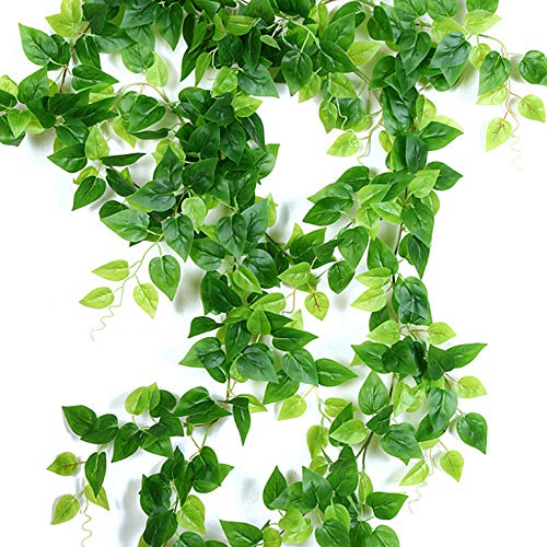 HUAESIN 2pcs Plantas Hiedra Artificial Decoración Interior Exterior 1.75m Enredadera Artificial Hoja Guirnalda Verde Plastico Planta Artificial Colgante para Hogar Boda Jardín Valla Escalera Ventana