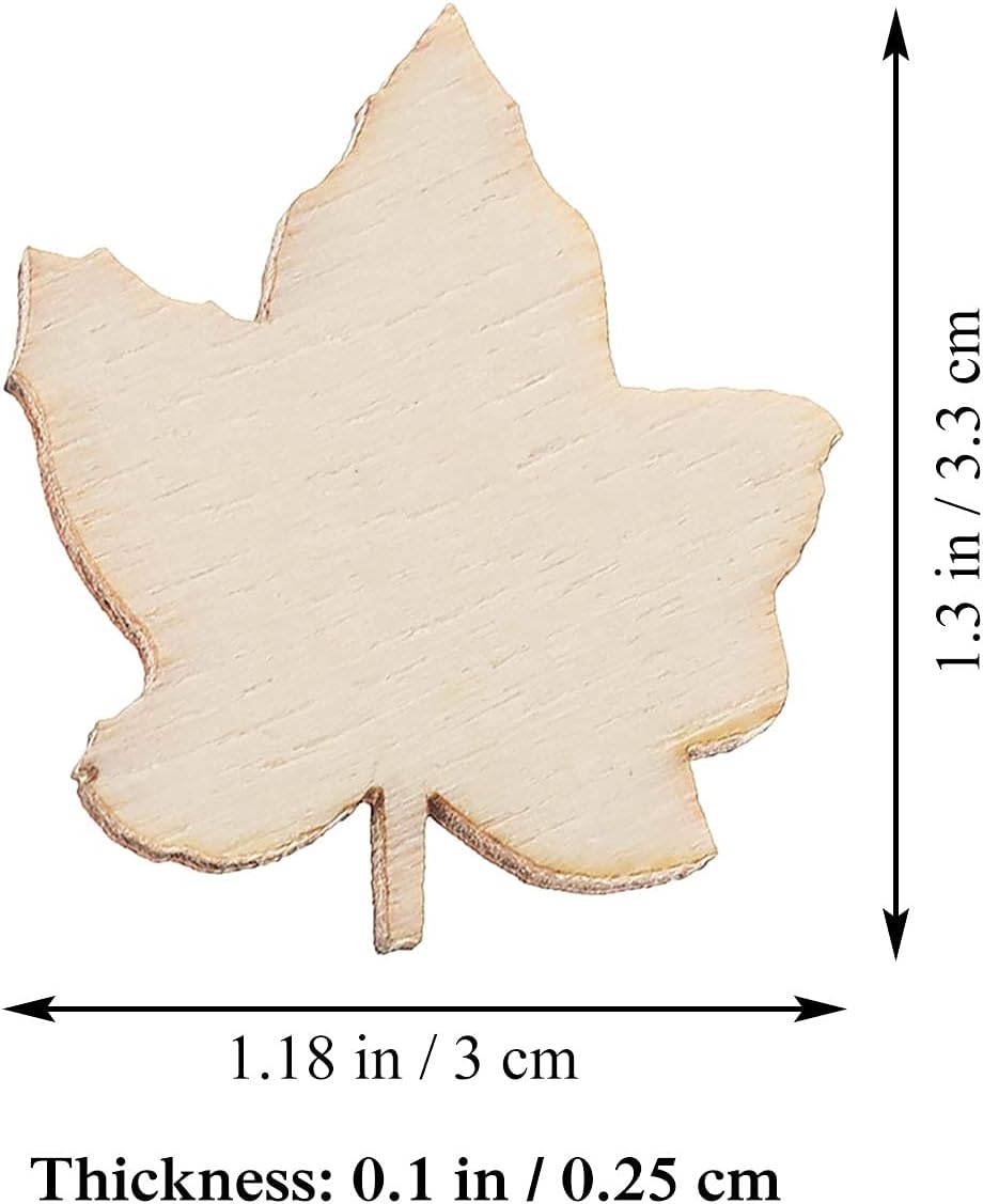 100pcs Mini Maple Leaf Wood DIY Crafts Cutouts Wooden Maple Leaf Shaped Unfinished Wood Ornaments for DIY Projects Thanksgiving Party Decorations - Image 2