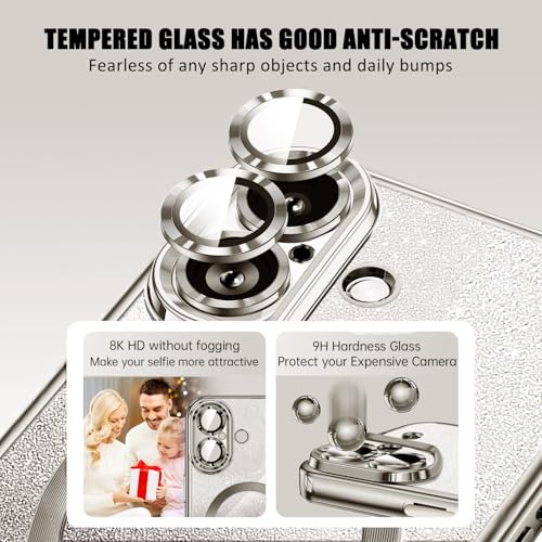 Image of Misscase for iPhone 17 Case Compatible with MagSafe,Built-in Camera Lens Protector Full Protection Soft TPU Anti-Scratch Anti-Fingerprint Magnetic Glitter Slim Case Cover 6.3 inch Silver