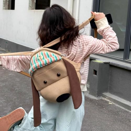 Women's Cute Puppy Backpack with Cartoon Kawaii Charm Pendant Large Capacity Funny Ainmal Bag for Travel (Puppy)3