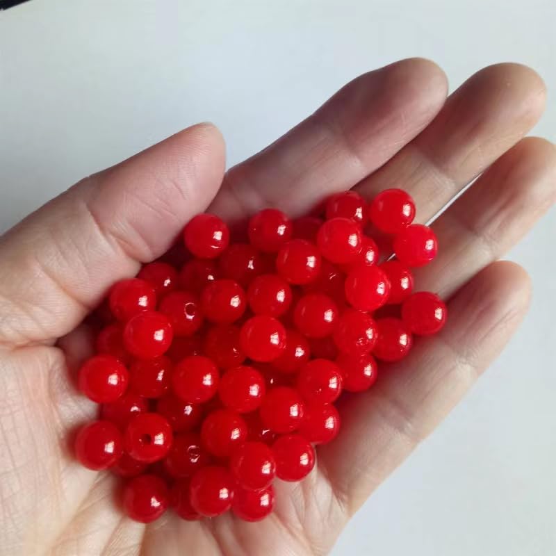KRPTQJoo 200pcs/Lot UV Red Fishing Beads Plastic Round Hard Floating Bobber Bulk Beads Fishing Accessories
