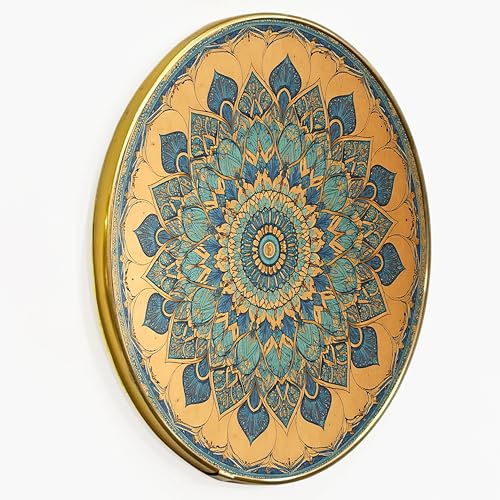 Image of Elegant Mandala Round Framed Wall Art Painting For Living Room | Floral Vastu Mandala Wall Art Painting With Frame for Home, Bedroom & Office, 16 Inch