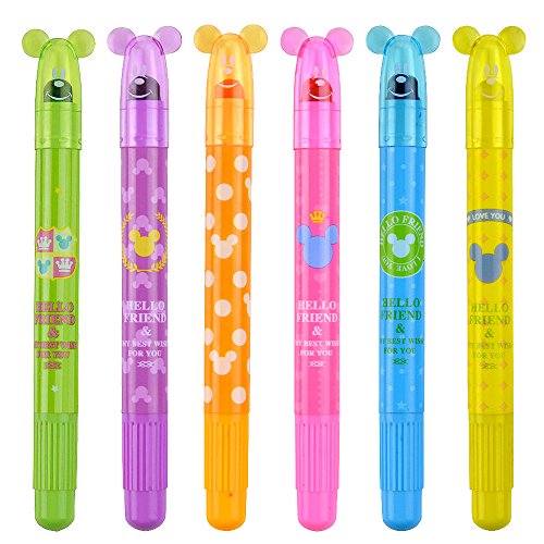 Gel Highlighters Solid Highlighter Stick Cute Cool Novelty Solid Accent Pen Office School Supplies Student Children (6 Assorted Color)