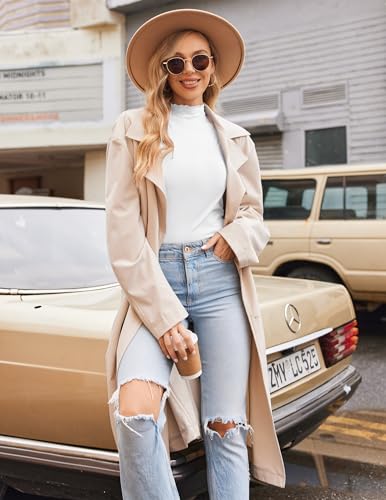 Ekouaer Turtleneck Shirt Women Ruffle Ribbed Long Sleeve Mock Neck Tops Slim Fit Lettuce Trim Base Layer3