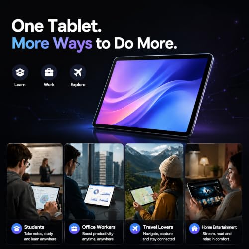 Image of 2026 11 Inch Android 16 Tablet, Tablet with 30GB RAM+128GB ROM, 1TB Expandable, 1280 * 800 Eye-Care LCD Display, 7800mAh Battery, WiFi 6+BT5.4 Ultra-Thin Tablet for Study Entertainment