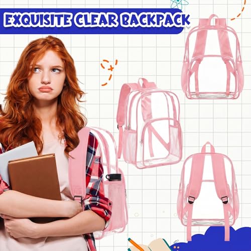 Image of Amylove 24 Pcs Clear Backpack bulk for Stadium Events Heavy Duty PVC Transparent Bookbag for College Workplace Security (15 Inches,Morandi 12 Colors)