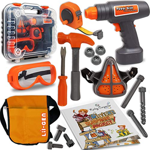 Li'l-Gen Kids Tool Set with Book, 16 Pieces Tools Plus Case - Includes
