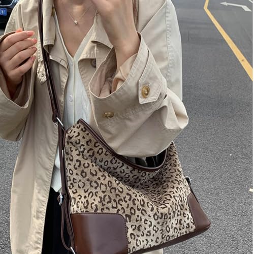 Image of y2k Cheetah Handbags for Women, Hobo Bag Cheetah Print Ladies Chic Shoulder Bags Tote Bag Leopard Print Large Crossbody