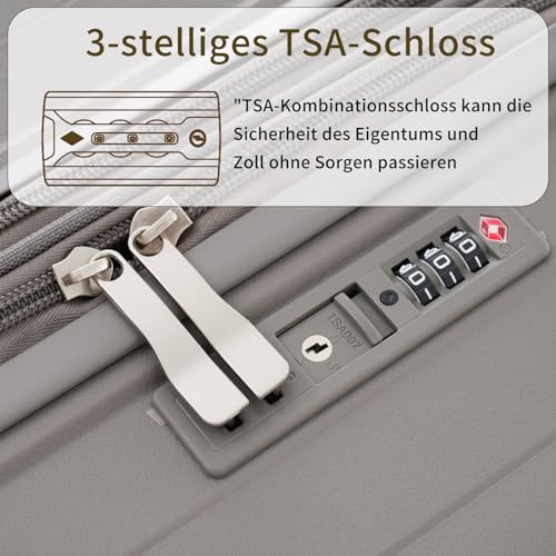 Kofferset, 3-delig, harde schaal, licht, ABS, uitbreidbaar, reiskoffer, trolley, handbagage, sets met TSA-slot en 4 wielen, koffer, trolley, rolkoffer, bagageset, waterdicht, telescopische handgreep, - Image 6