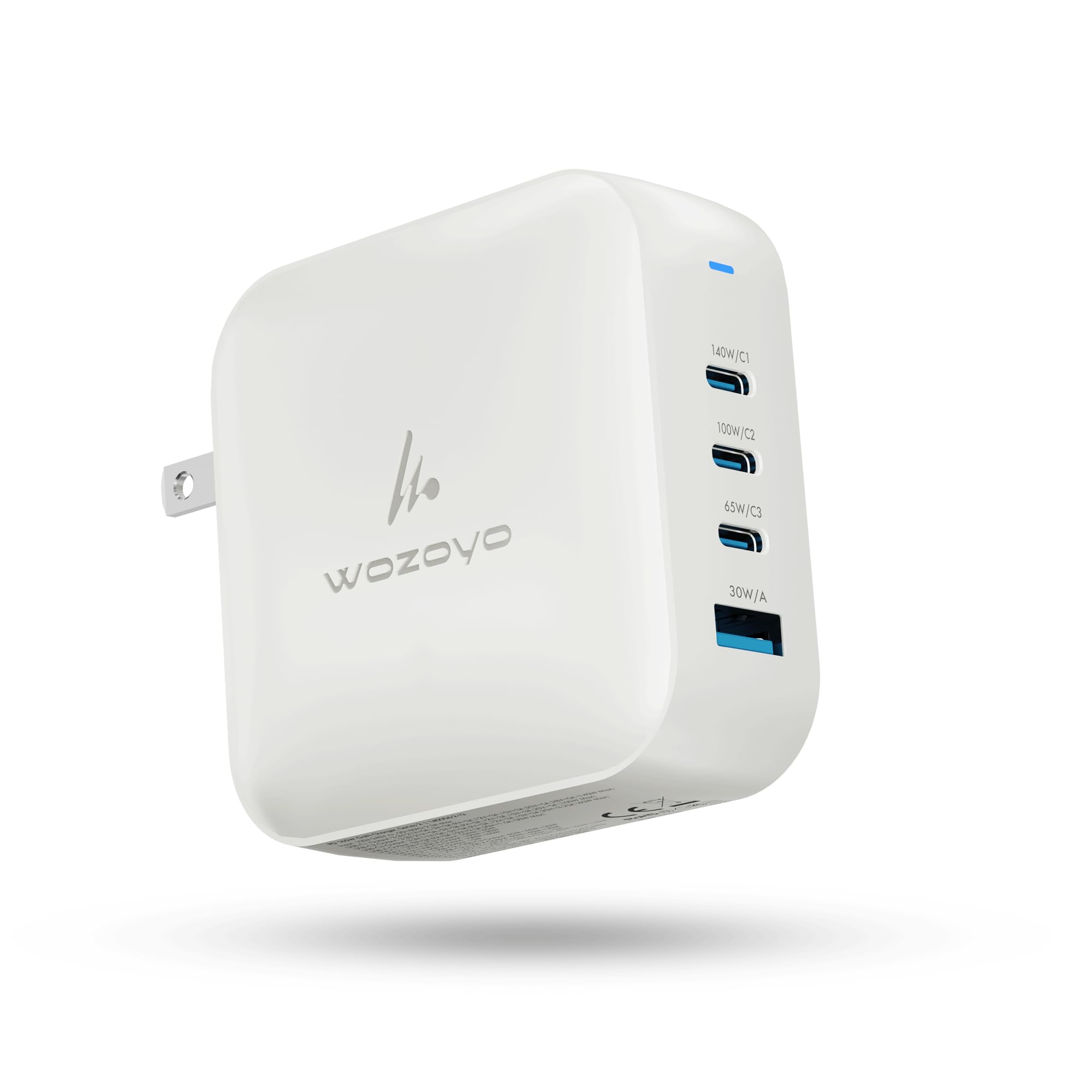 Wozoyo 165W GaN Charger, Wozoyo 3XType-C & USB-A Superfast 2.0 Charging, Compatible for iPhone 17/16/16 Pro Max/15 Series/iPad Pro, Smartphones, Tablets and More, PD/PPS/QC 3.0,Compact Foldable Plug