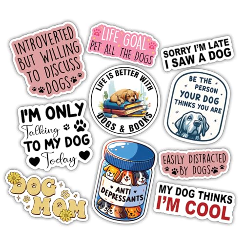 10pcs Cute Dog Stickers Pack – Durable Vinyl Pet Decals for Car, Laptop, Water Bottles, Tumblers, Notebooks – Decorative Dog Lover Accessories and Gifts for Moms, Owners, and Pet Lovers – Waterproof
